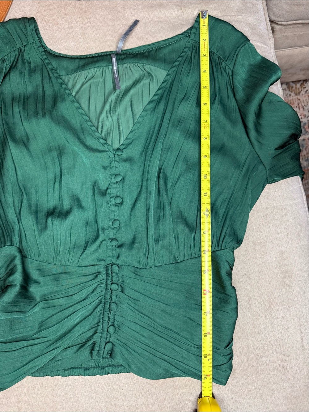 Anthropologie Flowy Satin Long Sleeve Green Blouse Size Medium $98 - Picture 5 of 9